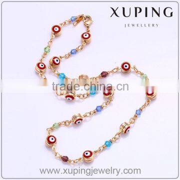 Fashion latest design beads necklace, 18K gold color bead necklace designs, evil eye jewelry bead necklace