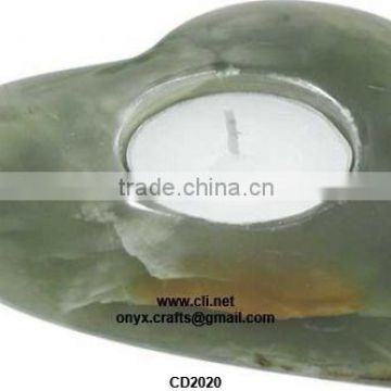 Green Onyx Heart Shape Candle Tea Light Holder