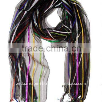 Organza silk scarf with RIBBON