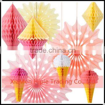 Handmade Paper Honeycomb balls and Fans Kids Birthday Party Decoration Hanger