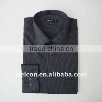 classic European dress 100% cotton long sleeve solid black stripe shirt