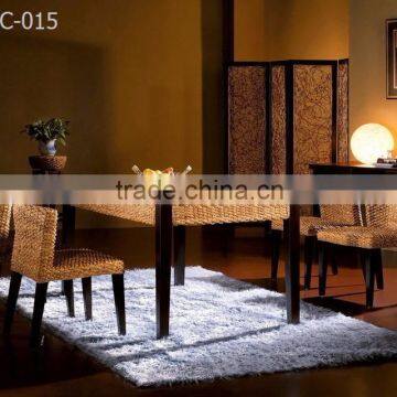 Water Hyacinth Dining Set- Rattan Chair - Restaurant Dining Table and 6 chairs