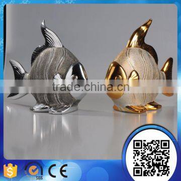 Factory Custom Table Decor Gold Or Silvery Resin Fish Statues