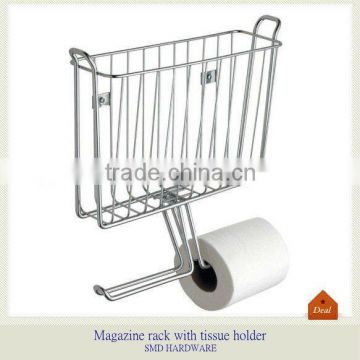 Classic wallmount magazine rack with tissue holder