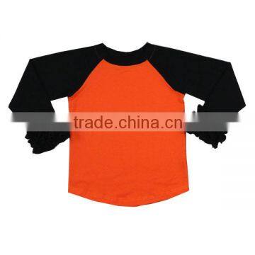 Wholesale 2016 orange and black baby girl icing ruffle raglan shirt Halloween baby girl ruffle baseball top