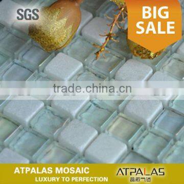 Stone Glass Tile - glass mix stone mosaic tile - glass stone mosaic tile, wave glass mosaic tile EDGS018