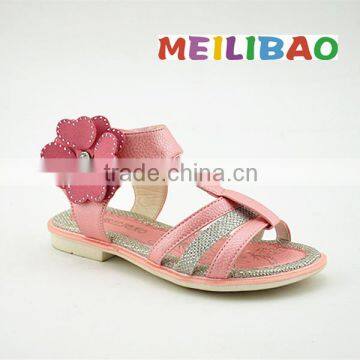 Flower Printed Female Flat Sandals with PU Leather