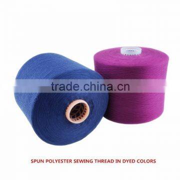 100% spum polyester yarn for sewing thread 25s/2 dyrd