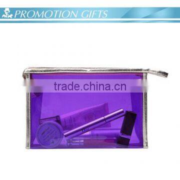 transparent PVC cosmetic handle bag with zipper