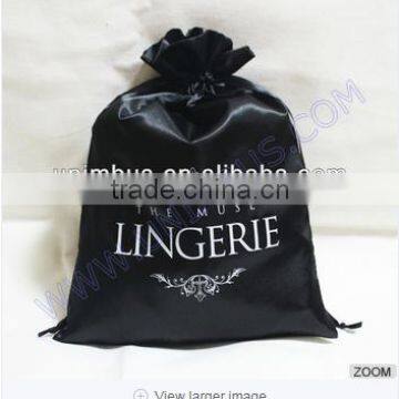 custom large drawstring satin bag with logo printed