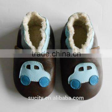 china genuine leather warm baby moccasin shoe