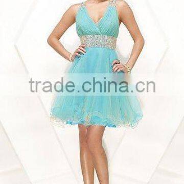 Style RZ-ed118 2012 spaghetti strap beaded organza mini sexy cocktail dresses