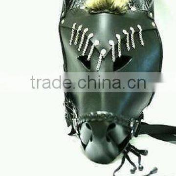 Leather bondage Hood Black Horse Pony Mask/ Sexy Fantasy Adult Fun