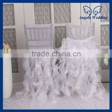 CH005AA Hot Sale Custom Made Fancy Nice Organza Ruffled Curly Willow White Peach Pink Chair Covers