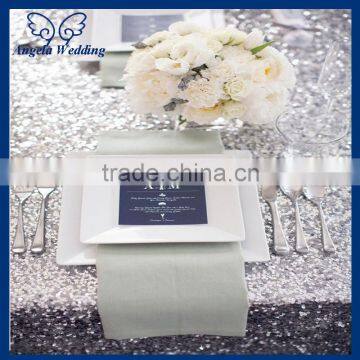 CL004C Hot sale wholesale Mesh elegant wedding Silver sequin table linens