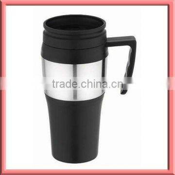 Insulated Travel Mug With Stainless Steel Ring in Middle