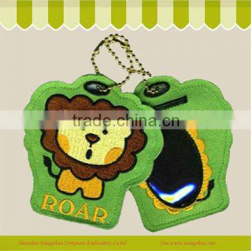 High Quality Machine Cartoon Lion Embroidery Key Chain For Girl