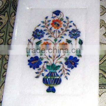 Inlaid Marble Tray and White Marble Plate