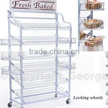 fresh baked supermarket bread display rack HSX-S936