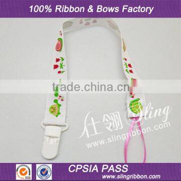 Wholesale Personalized Printed Ribbon Pacifier Clip For Baby