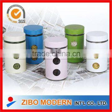 glass jar metal canister set