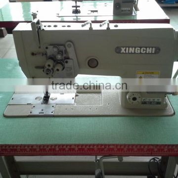 Double needles needle bar feed angle lockstitch sewing machine suitable for sewing handbags,sports articles,gloves,tents