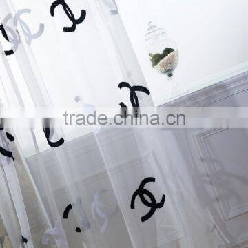 New Arrival Double 'C" Pattern Embroidered Sheer Curtain Fabric photo-6
