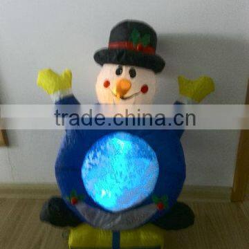 Inflatable Christmas snowman wreath with alternating light