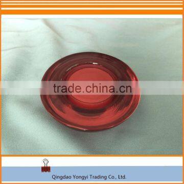 Red Round Glass Holder With Tealight Candle