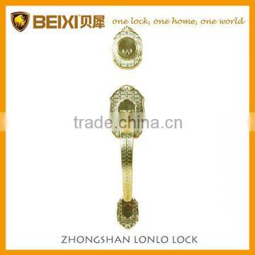 Hot selling luxury zinc alloy satin brass finish big handle outdoor gate lock