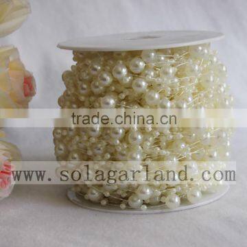 3+8MM 57M/Roll ABS Plastic Imitation Pearls Bead Garland Artificial Pearls Beads Chain Garland