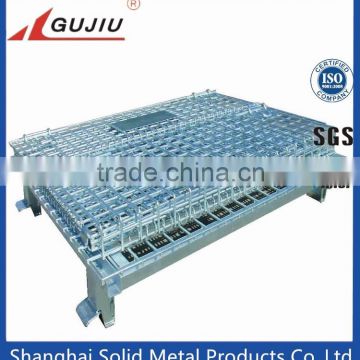 Wire Mesh Folding Wire Pallet Cage With Wheels