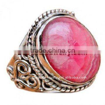 Rhodochrosite Silver Jewelry Purple Indian Gemstone Jewellery Rings