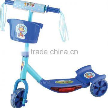 plastic 3 wheel kids scooter with basket