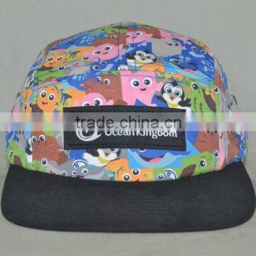 Guangzhou hat factory professional custom 100% polyester / 5 panel/cartoon camouflage/label/flat brim hat