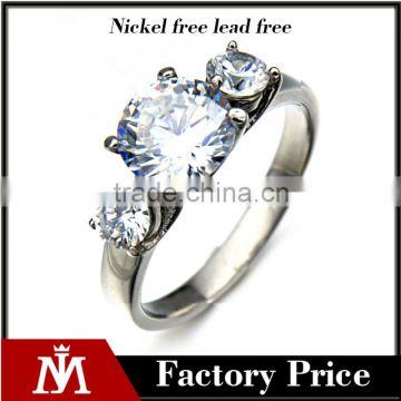 Fashion Women Stainless Steel Jewelry Stone Shiny Big Zircon Rings Silver Wedding Band