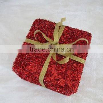 RED GLITTER christmas gift box CHRISTMAS ORNAMENT