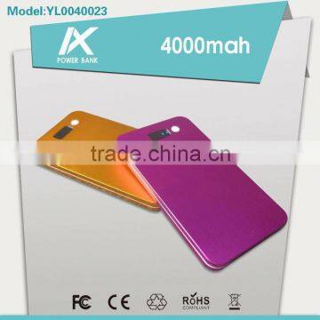 High quality long lasting li-polymer 4000mah rechargeable power bank with lighter for cell phone
