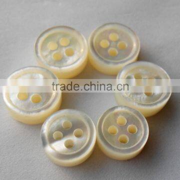 Real 4 Holes White MOP Shell Shirt Button in Size 18L&14L With Round Rim on High End Clothings