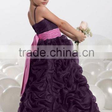 Purple A-Line Spaghetti Straps Ruffles Skirt Zipper Back Custom Flower Girl Dress FGZ18 Birthday Dresses For Girls