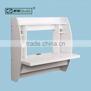Wood Wall Mounted Floating Desk with Storage-White