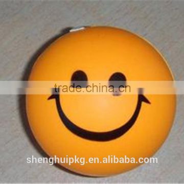 High quality promotional yellow smile face shape PU ball PU foam stress ball