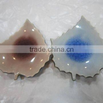 Colorful leaf shape ceramic-porcelain dish with cheapest price made in Vietnam