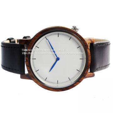 Zebra Wood Lady Watches Japan Quartz Movement Genuine Leather Band Watches photo-4