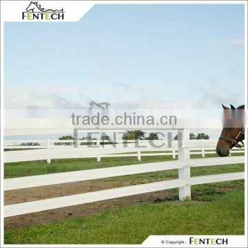 Fentech White Galvanized Wire Inside High Strength Flexible Rail Fence With 5" PVC Fence Post and Flat Caps