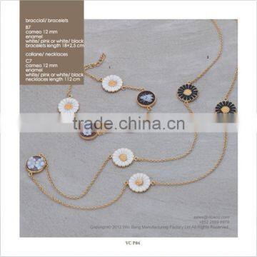 Express 925 Sterling Silver Classic Handcrafted Flower Necklace/Bracelets Made in Italy B7/C7 Cameo12mm