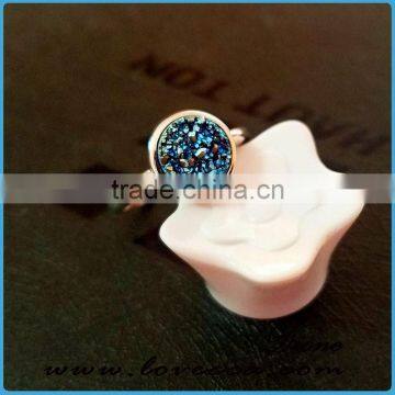 Ladies Natural Quartz Silver Amethyst Agate Druzy Ring photo-3