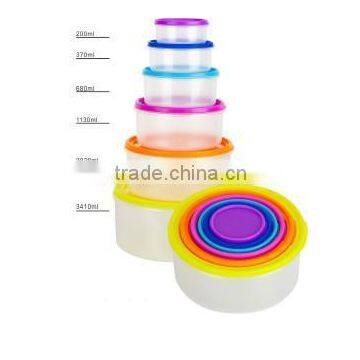 Rainbow Food Storage, 6pcs plastic food container, round Storage Box.