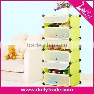 DIY Plastic Wardrobe Interlocking Storage Cabinet with 6cubes in Pink