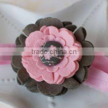 on alibaba express hot sale new products handmade eco friendly fabric decoration felt flower hair rubber band made in china